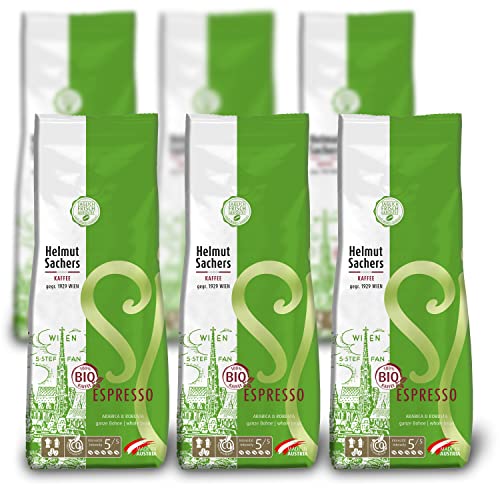 Helmut Sachers Kaffee - BIO Espresso, Intensität 5/5, Arabica und Robusta, ganze Kaffeebohnen, 6 x 500g Helmut Sachers Kaffee - BIO Espresso, Intensität 5/5, Arabica und Robusta, ganze Kaffeebohnen, 6 x 500g von Helmut Sachers Kaffee