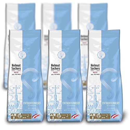 Helmut Sachers Kaffee - Entkoffeiniert, Intensität 2/5, 100% Arabica, ganze Kaffeebohnen, 6 x 500g Helmut Sachers Kaffee - Entkoffeiniert, Intensität 2/5, 100% Arabica, ganze Kaffeebohnen, 6 x 500g von Helmut Sachers Kaffee