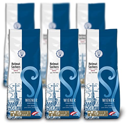 Helmut Sachers Kaffee - Wiener Mischung, Intensität 3/5, 100% Arabica, ganze Kaffeebohnen, 6 x 500g Helmut Sachers Kaffee - Wiener Mischung, Intensität 3/5, 100% Arabica, ganze Kaffeebohnen, 6 x 500g von Helmut Sachers Kaffee