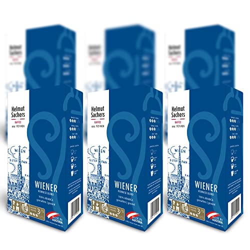 Helmut Sachers Kaffee - Wiener Mischung, Intensität 3/5, 100% Arabica, gemahlen, 6 x 500g Helmut Sachers Kaffee - Wiener Mischung, Intensität 3/5, 100% Arabica, gemahlen, 6 x 500g von Helmut Sachers Kaffee
