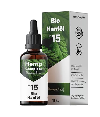 Hemp-Complete® 15 BIO Hanftropfen aus Bio-Hanfsamenöl – Premium Hanföl für Menschen & Tiere – 10 ml von Hemp Complete mit der Kraft der Natur