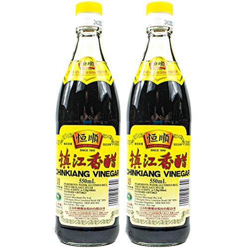 Heng Shun - 2er Pack Chinkiang Vinegar schwarzer Essig in 550 ml Glasflasche - Traditionell Chinesischer Reisessig (Schwarz) ideal für Dip-Saucen und zum Nachwürzen von Heng Shun
