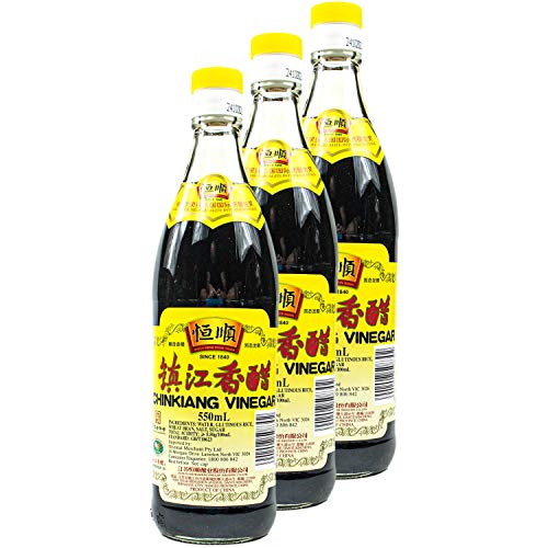 Heng Shun - 3er Pack Chinkiang Vinegar schwarzer Essig in 550 ml Glasflasche - Traditionell Chinesischer Reisessig (Schwarz) ideal für Dip-Saucen und zum Nachwürzen von Heng Shun