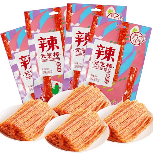 Latiao 4 Pack, Süß Und Würzig Chinesische Würzige Snacks, Latio Chinese Snack, Chinesische Lebensmittel, Klassische Hot Strips fürs Büro, Partys von Henjunu
