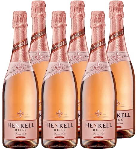 Henkell Sekt Rosé Trocken (6 x 0,75 l) - Veganer Rosé Sekt, harmonisches Süß-Säurespiel, beerig-fruchtige Cuvée aus ausgesuchten roten Rebsorten, ausgewogen, feinperlig, VEGAN von Henkell