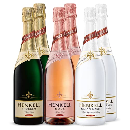 Mischpaket aus 6 Flaschen Henkell (6 x 0,75l) - bestehend aus 2 x 0,75l Henkell Trocken, 2 x 0,75l Henkell Blanc de Blancs, 2 x 0,75l Henkell Rosé von Henkell