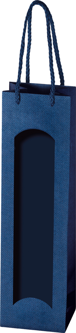 Hochwertige Papiertüte Prestige Topazblau mit Folienfenster für 1 Flasche von Henne