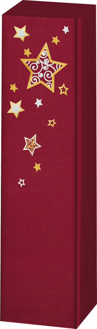 Präsentkarton LINO Sternentraum rot für 1 Flasche von Henne