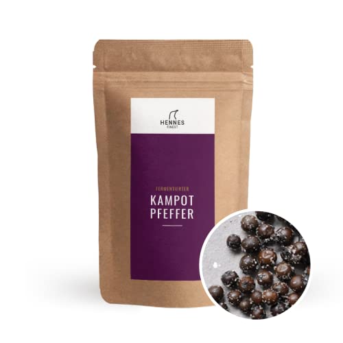 Hennes Finest Fermentierter Kampot Pfeffer (Grüner Pfeffer) - 150g Kampot Pfeffer fermentiert, Fermentierter Pfeffer aus Kambodscha, echter Gourmet Pfeffer, Pfefferkörner ganz aus fairer Erzeugung Hennes Finest Fermentierter Kampot Pfeffer (Grüner Pfeffer) - 150g Kampot Pfeffer fermentiert, Fermentierter Pfeffer aus Kambodscha, echter Gourmet Pfeffer, Pfefferkörner ganz aus fairer Erzeugung von Hennes Finest