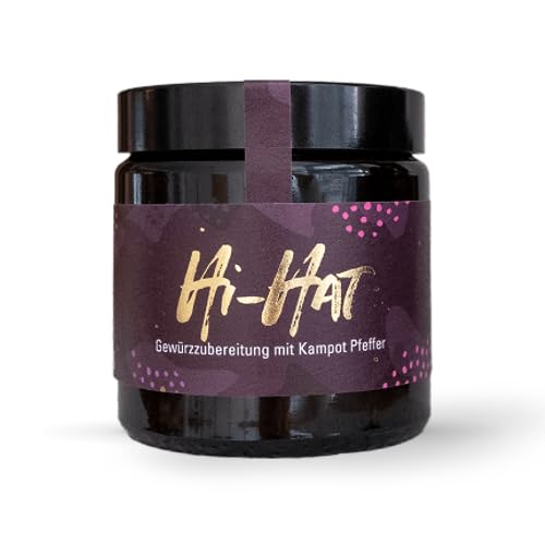 Hennes Finest HI-HAT Gewürzmischung für deftige Speisen (z.B. Fleisch oder Eintopf) - echter Roter Kampot Pfeffer & mit anderen Gewürzen abgerundet, ideal als Geschenk für Gewürz-Fans von Hennes Finest