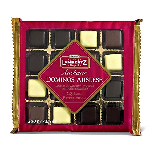 Lambertz Domino-Auslese mit allen drei Schokoladenvarianten - Zartbitter, Vollmilch und Weiße Schokolade - doppelt gefüllt 3er Set (3x200g Packung) von Lambertz