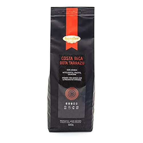 Hensler Kaffee Costa Rica Dota Tarrazu, 100% Arabica Kaffeebohnen, für Vollautomaten, Filtermaschinen und Handfilter, mittelkräftig, vollaromatisch von Hensler Kaffee