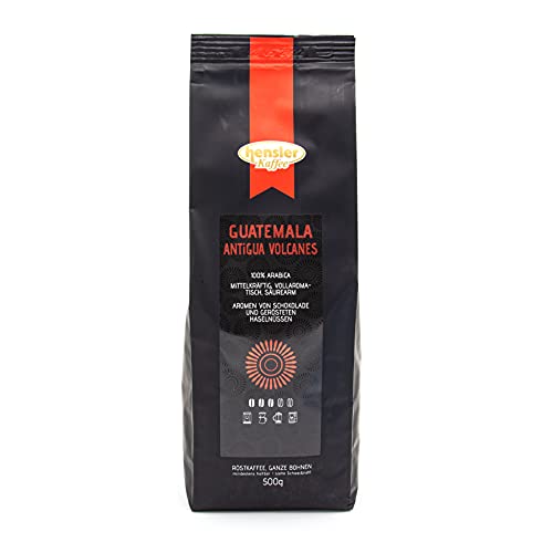 Hensler Kaffee Guatemala Antigua Volcanes, 100% Arabica Kaffeebohnen, geeignet für Vollautomaten, Filtermaschine, Handfilter und French Press, vollaromatisch, mittlerer Röstgrad von Hensler Kaffee