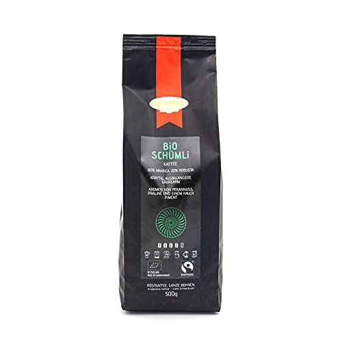 Hensler Kaffee Bio-Schümli Kaffee Crema Fairtrade, 100% zertifizierter Röstkaffee, für Vollautomaten und Siebträger geeignet, mittlere Röstung von Hensler Kaffee