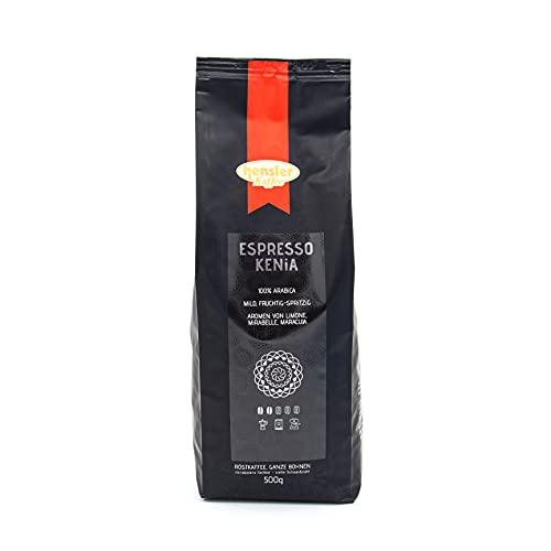 Hensler Kaffee Kenia Espresso, Espressobohnen, Espressokaffee aus Kenia, 100% Arabica Kaffeebohnen, fruchtig, mild, geeignet für Vollautomaten und Siebträger, vollaromatisch, dunkle Röstung Hensler Kaffee Kenia Espresso, Espressobohnen, Espressokaffee aus Kenia, 100% Arabica Kaffeebohnen, fruchtig, mild, geeignet für Vollautomaten und Siebträger, vollaromatisch, dunkle Röstung von Hensler Kaffee