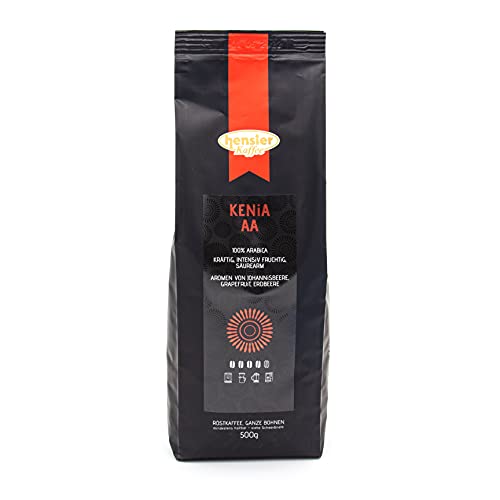 Hensler Kaffee Kenia Superstar Top AB, 100% Arabica Kaffeebohnen, Röstkaffee für Vollautomaten und Filterkaffee, mittlere Röstung von Hensler Kaffee
