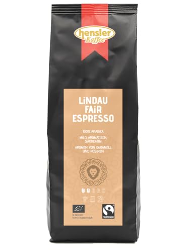 Hensler Kaffee Lindau Fairtrade Bio Espresso, 100% zertifizierten Arabica Kaffeebohnen, Espressoröstung für Vollautomaten und Siebträger von Hensler Kaffee