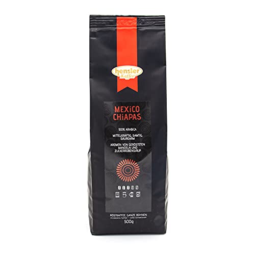 Hensler Kaffee Mexiko SHG Chiapas, 100% Arabica Kaffeebohnen, für Vollautomaten und Filtermaschine geeignet, milde Kaffeespezialität von Hensler Kaffee