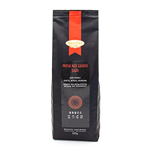 Hensler Kaffee Papua Neu Guinea Plantation Sigri, 100% Arabica Kaffeebohnen aus PNG für Vollautomaten und Filterbrühung, mittlerer Röstgrad von Hensler Kaffee