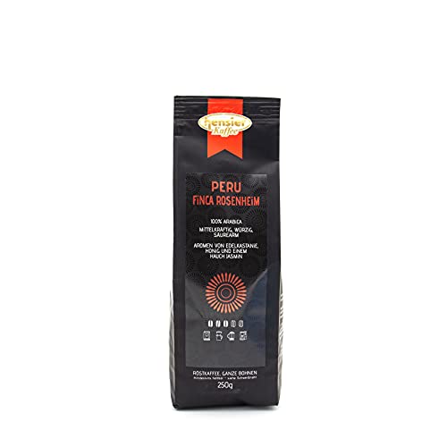 Hensler Kaffee Peru Finca Rosenheim, 100% Arabica Kaffeebohnen für Vollautomaten und Filterbrühung, mittelkräftig, würzig, vollaromatisch von Hensler Kaffee