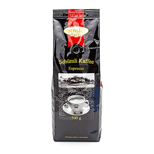 Hensler Kaffee Schümli Espresso - Ganze Bohne, geröstete Kaffeebohnen für Vollautomaten und Siebträger, Espressoröstung, kräftig, vollaromatisch, mittlere Röstung Hensler Kaffee Schümli Espresso - Ganze Bohne, geröstete Kaffeebohnen für Vollautomaten und Siebträger, Espressoröstung, kräftig, vollaromatisch, mittlere Röstung von Hensler Kaffee