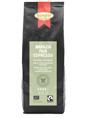 Hensler Kaffee Wangen Fairtrade Bio Espresso, 100% zertifizierter Röstkaffee, intensive Espressoröstung, dunkle Röstung von Hensler Kaffee