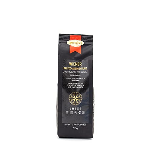 Hensler Kaffee Wiener Kaffeehaus-Mischung, 100% Arabica Kaffeebohnen, Kaffeeblend, kräftig, für Filtermaschinen und Vollautomaten, mittlere Röstung Hensler Kaffee Wiener Kaffeehaus-Mischung, 100% Arabica Kaffeebohnen, Kaffeeblend, kräftig, für Filtermaschinen und Vollautomaten, mittlere Röstung von Hensler Kaffee