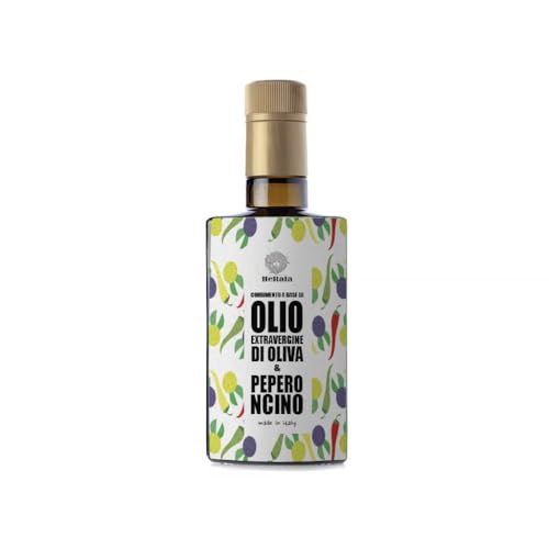 Heraia - Flasche aus Glas mit Olivenöl extra vergine, aromatisch mit Chilischoten, 250 ml Heraia - Flasche aus Glas mit Olivenöl extra vergine, aromatisch mit Chilischoten, 250 ml von Heraia
