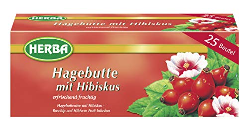 Herba Hagebuttentee mit Hibiskus fruchtig 25 Beutel 50g 12er Pack von Herba