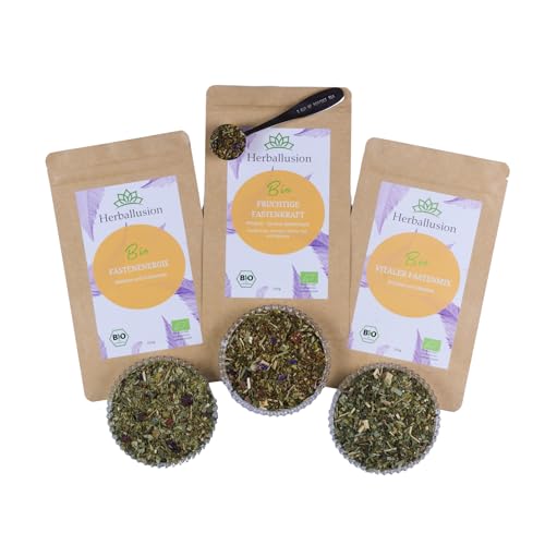 Fasten Balance Trio - Hochwertiges Bio-Tee-Geschenkset - 3x 100g loser Bio-Tee mit Teemaßlöffel Fasten Balance Trio - Hochwertiges Bio-Tee-Geschenkset - 3x 100g loser Bio-Tee mit Teemaßlöffel von Herballusion
