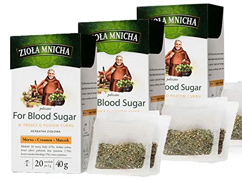Mönchskräuter für Zucker - 3er-Pack, HERBAPOL, 3 x 40 g (20 Beutel x 2 g) Zucker senkender Kräutertee von Herbapol