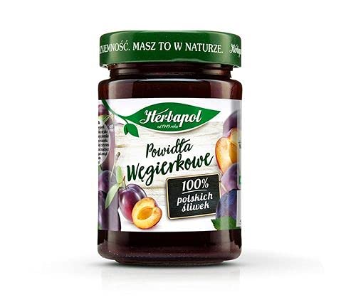 Polnische Lila Pflaumenmarmelade, powidła węgierkowe, pasteurisiert, ohne Konservierungsstoffe, HERBAPOL, 280g, Aus 182 g Früchten pro 100 g Produkt,, Für Pfannkuchen, Waffeln oder Donuts von Herbapol