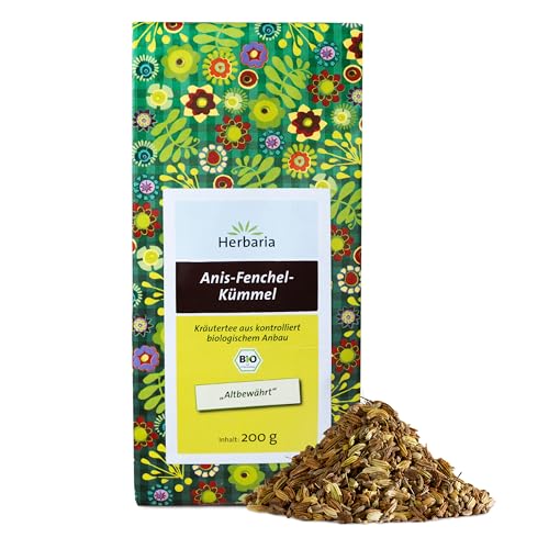 Herbaria Anis-Fenchel-Kümmel-Tee bio 200g – 100% Bio-Kräutertee lose – natürlicher Teegenuss - altbewährte Kräuterteemischung - klimaneutral von Herbaria