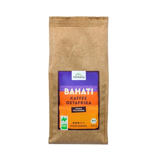 Herbaria BAHATI Bio Kaffee ganze Bohnen 250g – Naturland Fair zertifiziert aus Ostafrika – feinste Kaffee-Aromen nach gerösteten Nüssen & Schokolade – Bio Kaffeebohnen perfekt für Kaffeevollautomaten Herbaria BAHATI Bio Kaffee ganze Bohnen 250g – Naturland Fair zertifiziert aus Ostafrika – feinste Kaffee-Aromen nach gerösteten Nüssen & Schokolade – Bio Kaffeebohnen perfekt für Kaffeevollautomaten von Herbaria