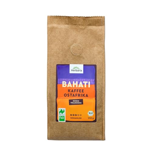 Herbaria BAHATI Bio Kaffee gemahlen 250g – Naturland Fair zertifiziert aus Ostafrika – feinste Kaffee-Aromen nach gerösteten Nüssen & Schokolade – ideal für Filterkaffee und French Press Herbaria BAHATI Bio Kaffee gemahlen 250g – Naturland Fair zertifiziert aus Ostafrika – feinste Kaffee-Aromen nach gerösteten Nüssen & Schokolade – ideal für Filterkaffee und French Press von Herbaria