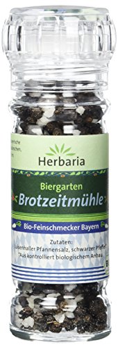 Herbaria "Biergarten Brotzeitmühle" Salz & Pfeffer, 1er Pack (1 x 65 g Glasmühle) - Bio von Herbaria