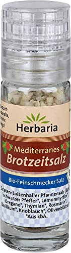 Herbaria Mediterranes Brotzeitsalz bio Mini-Mühle (6 x 15 gr) von Herbaria