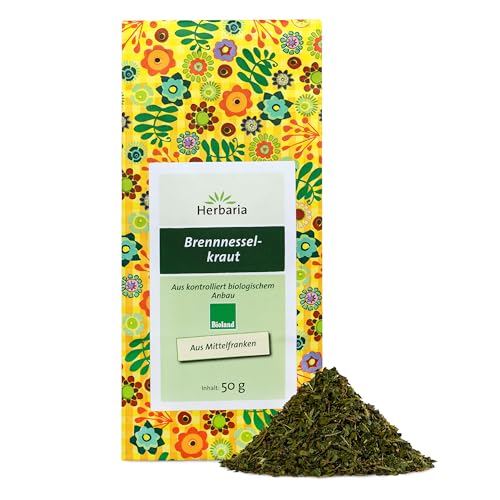 Herbaria Brennnesselkraut Tee bio 50g - Bioland-Qualität – loser Bio-Kräutertee – Bio-Brennnesseltee lose – Bio-Brennnessel getrocknet und grob geschnitten - für natürlich guten Teegenuss von Herbaria