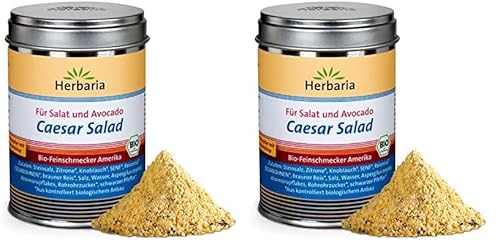 Herbaria Caesar Salad bio 120g M-Dose - fertige Bio-Gewürzmischung - Salatgewürz für Caesar Salad - mit erlesenen Zutaten - in nachhaltiger Aromaschutz-Dose (Packung mit 2) von Herbaria