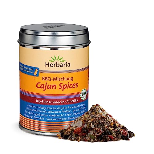 Herbaria Cajun Spice bio 80g M-Dose – fertige Bio-Gewürzmischung für die französisch inspirierte Cajun-Küche – BBQ-Gewürz – Grillgewürz – mit erlesenen Zutaten – in nachhaltiger Aromaschutz-Dose von Herbaria