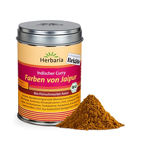 Herbaria Farben von Jaipur bio 80g M-Dose - fertige Bio-Curry Gewürzmischung für indische Gerichte - mit erlesenen Zutaten - in nachhaltiger Aromaschutz-Dose von Herbaria