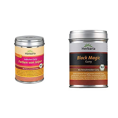 Herbaria 'Farben von Jaipur' Indischer Curry, 80 gramm & "Black Magic" Curry, 1er Pack (1 x 80 g Dose) - Bio von Herbaria