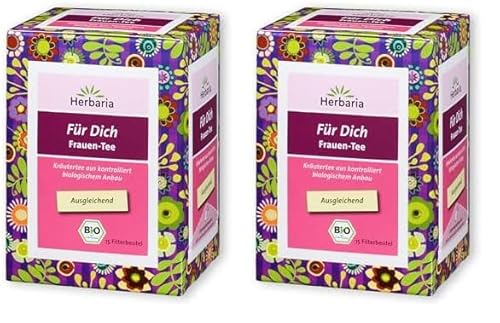 Herbaria Für Dich Frauentee bio 15FB – 100% Bio-Kräutertee im Filterbeutel – ausgleichende Kräuterteemischung – beliebter Frauen-Tee – natürlich wohltuender Teegenuss (Packung mit 2) von Herbaria
