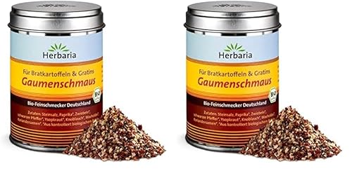 Herbaria Gaumenschmaus bio M-Dose - fertiges Bio-Bratkartoffelgewürz für Kartoffeln & Gratin - mit erlesenen Gewürzen - in nachhaltiger Aromaschutz-Dose, 100g (2er Pack) von Herbaria