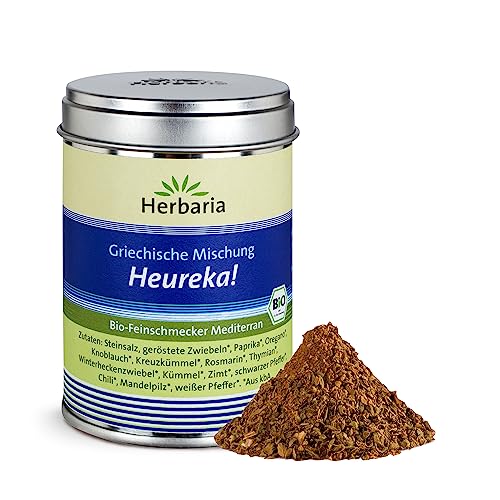 Herbaria Heureka bio 80g M-Dose – fertige Bio-Gewürzmischung für Gyros, Hackfleisch und Gemüse – Griechisches Gewürz – Gyrosgewürz - mit erlesenen Zutaten - in nachhaltiger Aromaschutz-Dos Herbaria Heureka bio 80g M-Dose – fertige Bio-Gewürzmischung für Gyros, Hackfleisch und Gemüse – Griechisches Gewürz – Gyrosgewürz - mit erlesenen Zutaten - in nachhaltiger Aromaschutz-Dos von Herbaria