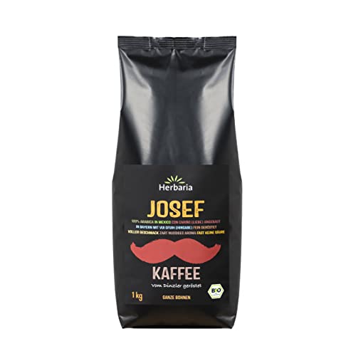 Herbaria Josef Kaffee bio 1kg ganze Bohnen – 100% Arabica Kaffeebohnen aus dem Hochland Mexikos - von Kleinbauern kontrolliert biologisch angebaut – schonende Langzeittrommelröstung von Herbaria