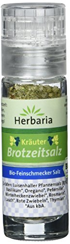Herbaria Kräuter Brotzeitsalz Mini-Mühle Bio, 3er Pack (3 x 13 g) von Herbaria