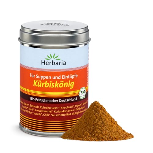 Herbaria Kürbiskönig bio 90g M-Dose – Kürbisgewürz, pumpkin spice – fertige Bio-Gewürzmischung für Kürbis, Suppen & Eintöpfe – in nachhaltiger Aromaschutz-Dose Herbaria Kürbiskönig bio 90g M-Dose – Kürbisgewürz, pumpkin spice – fertige Bio-Gewürzmischung für Kürbis, Suppen & Eintöpfe – in nachhaltiger Aromaschutz-Dose von Herbaria