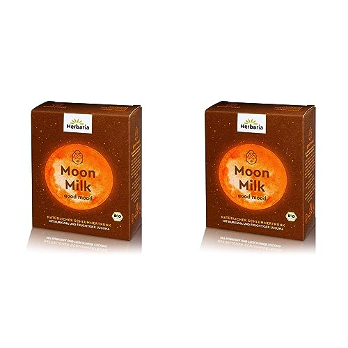 Herbaria Moon Milk good mood bio 5x5g - ayurvedisch inspirierte Bio-Gewürzmischung mit Ashwagandha - für Entspannungs- & Schlummertrunk - gute Laune & Gelassenheit (Packung mit 2) von Herbaria