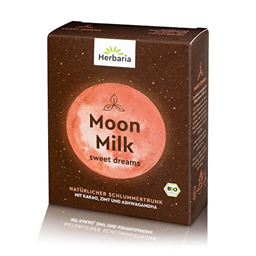 Herbaria Moon Milk sweet dreams bio 5x5g - ayurvedisch inspirierte Bio-Gewürzmischung mit Ashwagandha - für Entspannungs- & Schlummertrunk - leckerer Kakao & Zimt Geschmack von Herbaria